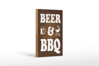 Holzschild Hinweis 12x18 cm Beer and BBQ Grill Bierglas...