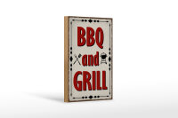 Holzschild Hinweis 12x18 cm BBQ and Grill  Deko Schild