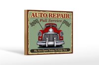 Holzschild Retro 18x12cm Auto repair full Service