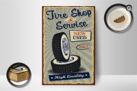 Holzschild Retro 12x18cm Tire Shop Service 24/7 new used