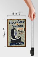 Holzschild Retro 12x18cm Tire Shop Service 24/7 new used