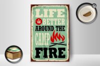 Holzschild Retro 12x18cm Camping campfire life is better