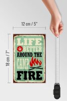 Holzschild Retro 12x18cm Camping campfire life is better
