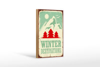 Holzschild Retro 12x18cm Ski winter destinations Abenteuer