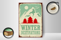 Holzschild Retro 12x18cm Ski winter destinations Abenteuer