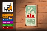 Holzschild Retro 12x18cm Ski winter destinations Abenteuer