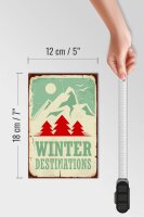 Holzschild Retro 12x18cm Ski winter destinations Abenteuer