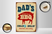 Holzschild Retro 12x18cm dad`s world famous BBQ grillin