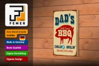 Holzschild Retro 12x18cm dad`s world famous BBQ grillin