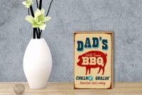 Holzschild Retro 12x18cm dad`s world famous BBQ grillin