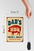 Holzschild Retro 12x18cm dad`s world famous BBQ grillin
