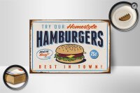 Holzschild Retro 18x12cm hamburgers best in town