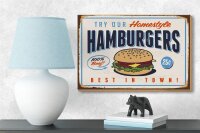 Holzschild Retro 18x12cm hamburgers best in town