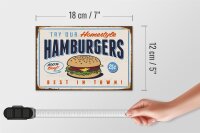 Holzschild Retro 18x12cm hamburgers best in town