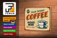 Holzschild Kaffee 18x12cm Retro fresh brewed Coffee