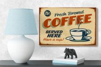 Holzschild Kaffee 18x12cm Retro fresh brewed Coffee
