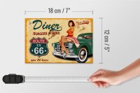 Holzschild Pinup 18x12cm Retro diner burgers beer