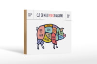Holzschild Schwein 18x12cm Pork cuts Metzgerei Shop