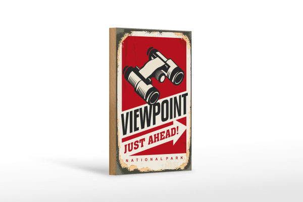 Holzschild Retro 12x18cm Viewpoint just ahead Adventure