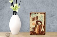 Holzschild Retro 12x18cm Kaffee fresh brewed Coffee