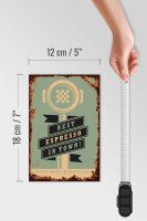 Holzschild Retro 12x18cm Kaffee best espresso in town