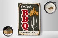 Holzschild Retro 12x18cm fresh BBQ Premium Quality meat