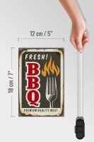 Holzschild Retro 12x18cm fresh BBQ Premium Quality meat