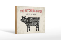Holzschild Kuh 18x12cm Beef cuts Fleisch Metzgerei