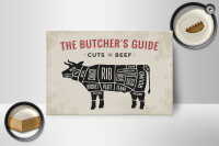 Holzschild Kuh 18x12cm Beef cuts Fleisch Metzgerei