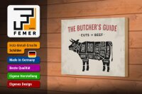 Holzschild Kuh 18x12cm Beef cuts Fleisch Metzgerei