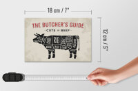 Holzschild Kuh 18x12cm Beef cuts Fleisch Metzgerei