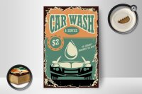 Holzschild Retro 12x18cm Car Wash Service mechanic on duty
