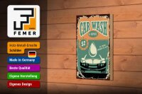 Holzschild Retro 12x18cm Car Wash Service mechanic on duty
