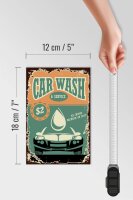 Holzschild Retro 12x18cm Car Wash Service mechanic on duty
