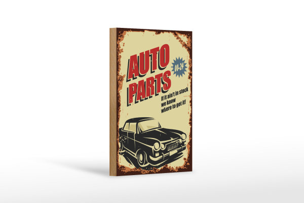 Holzschild Retro 12x18cm Auto Parts 00-24 Service