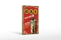 Holzschild Retro 12x18cm Gas open 24 next service