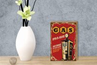 Holzschild Retro 12x18cm Gas open 24 next service