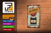 Holzschild Retro 12x18cm Auto Batteries extra life