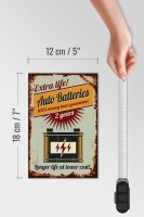Holzschild Retro 12x18cm Auto Batteries extra life