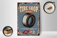 Holzschild Retro 12x18cm Tire Shop Service open 24