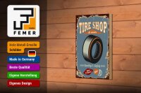 Holzschild Retro 12x18cm Tire Shop Service open 24