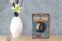 Holzschild Retro 12x18cm Tire Shop Service open 24