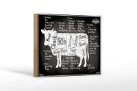 Holzschild Kuh 18x12cm Beef cuts Organic Fleisch Metzgerei