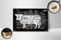 Holzschild Kuh 18x12cm Beef cuts Organic Fleisch Metzgerei