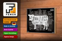 Holzschild Kuh 18x12cm Beef cuts Organic Fleisch Metzgerei