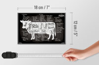 Holzschild Kuh 18x12cm Beef cuts Organic Fleisch Metzgerei