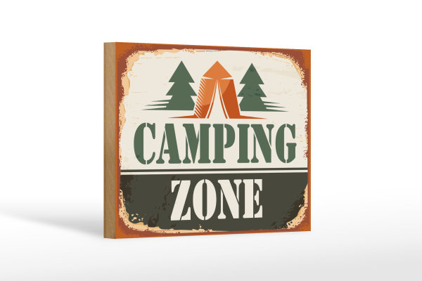 Holzschild Camping 18x12cm Camping Zone