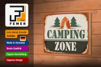 Holzschild Camping 18x12cm Camping Zone