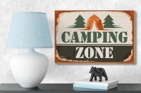 Holzschild Camping 18x12cm Camping Zone