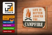 Holzschild Camping 18x12cm Campfire life is better Outdoor